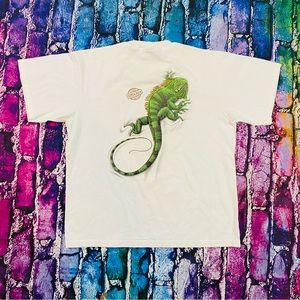 JB Men's Costa Rica Iguana textured Shirt Size Large White Solid Short Sleeve